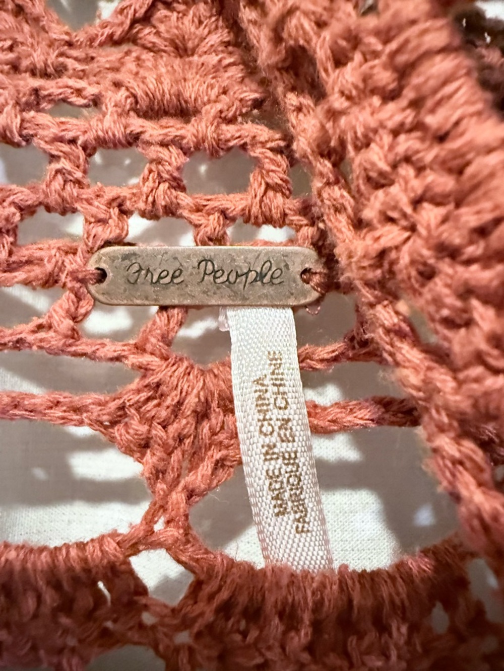 Free People Long Crochet Cardigan Sweater - Rust OS - Picture 4 of 7